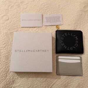 BNWB STELLA MCCARTNEY LOGO ZIP AROUND COMPACT WALLET / MATCHING CARD HOLDER